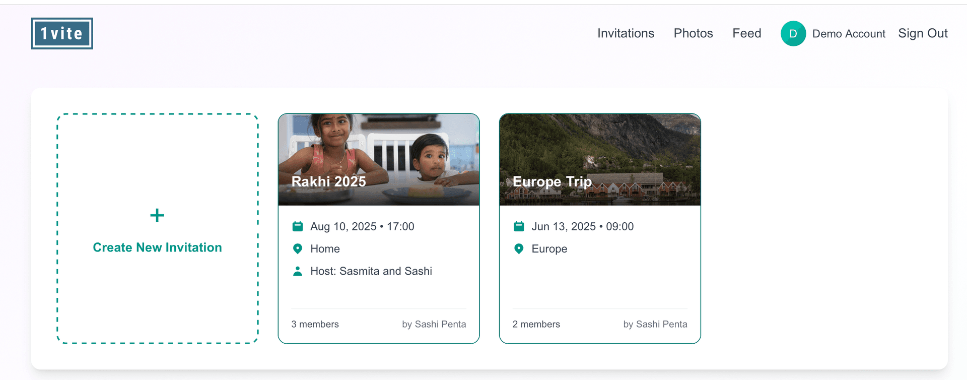 1vite invitations page